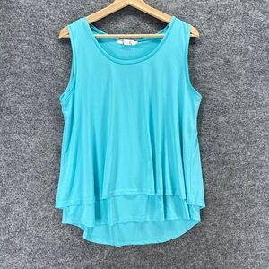 New Paperdolls Top Womens L Mint Layered Sleeveless Round Neck Rayon Wide Strap